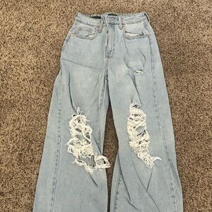 Light wash high rise jeans
